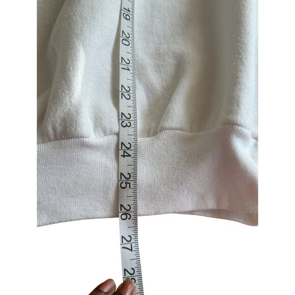 Vintage Cross Stitch Golf Print Sweatshirt With Collar XL White Teal Made In USA - Picture 12 of 12